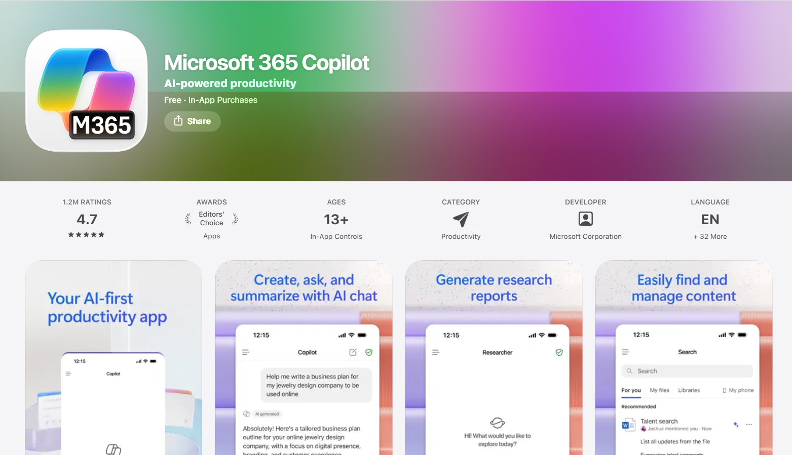 Microsoft Copilot iPhone App
