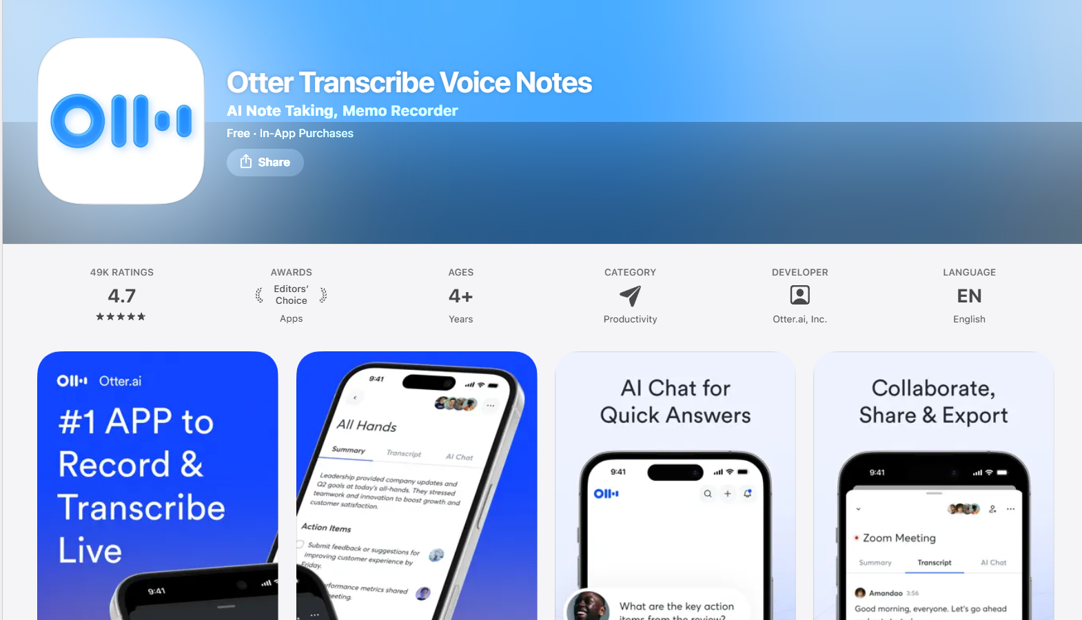 Otter.ai iPhone App