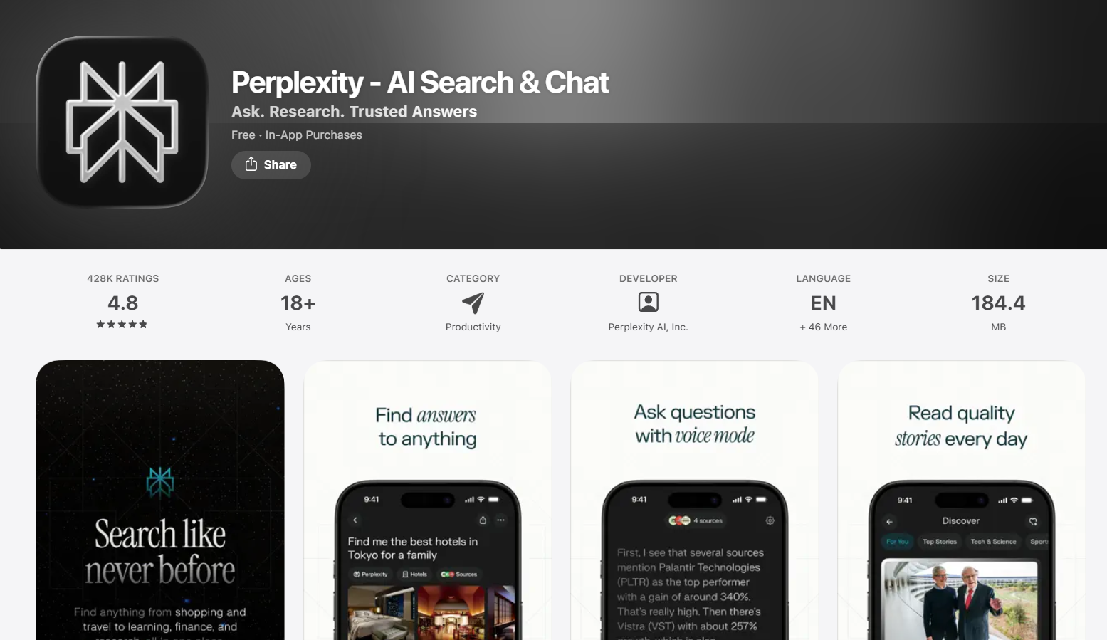 Perplexity AI iPhone App
