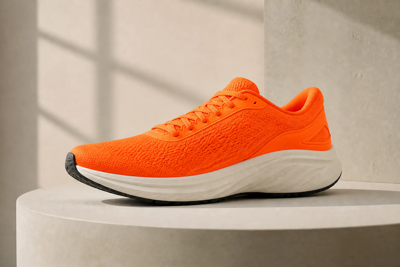 The final safety-orange running shoe after the controlled MCP edit