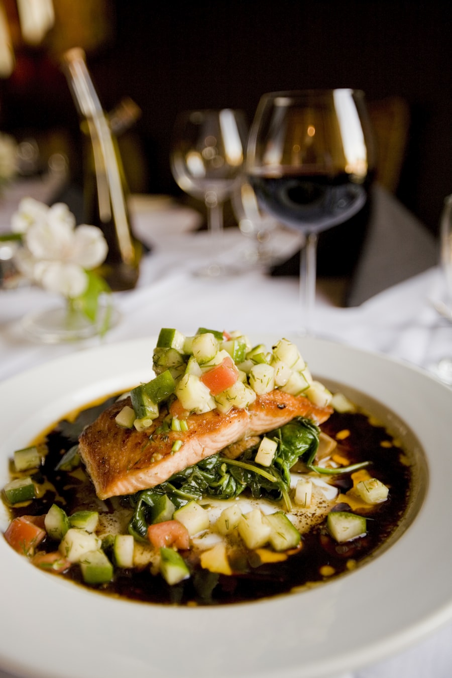 seared salmon plate